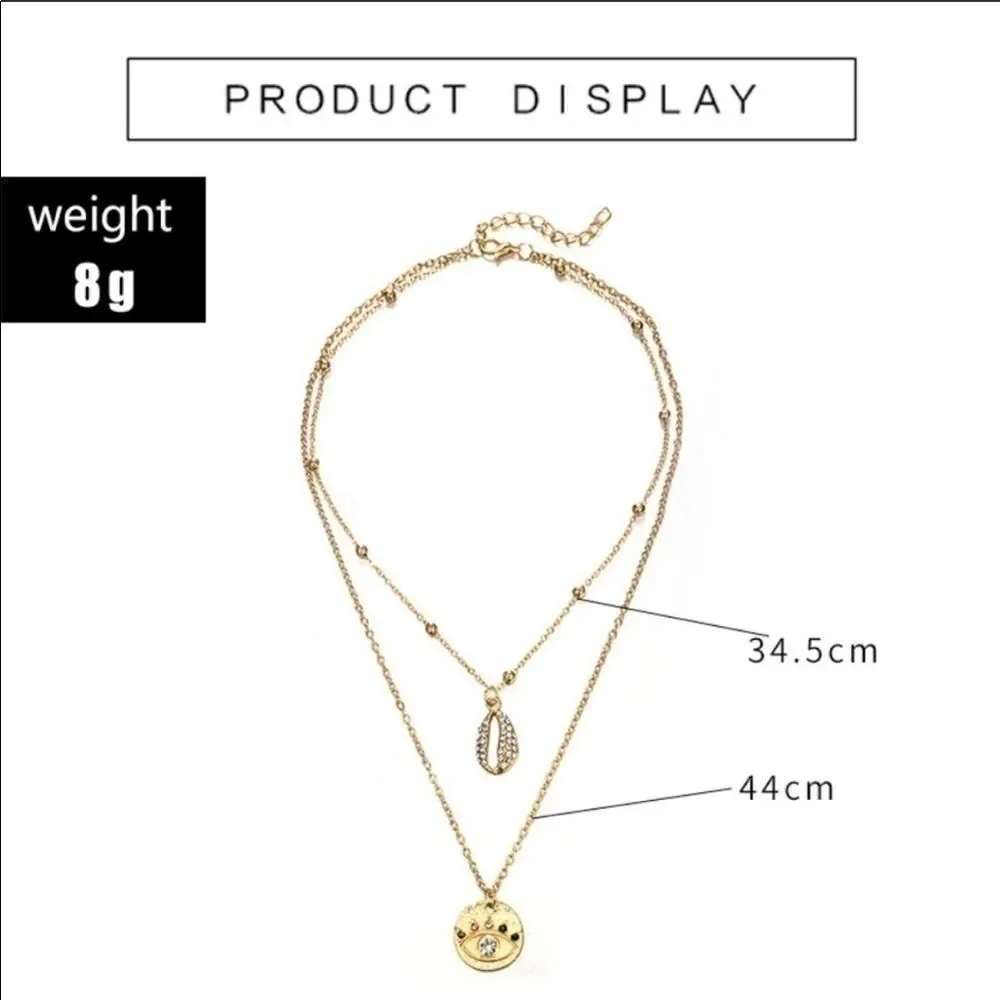 Necklace Multilayer Nazar & Shell Zinc Alloy Cute